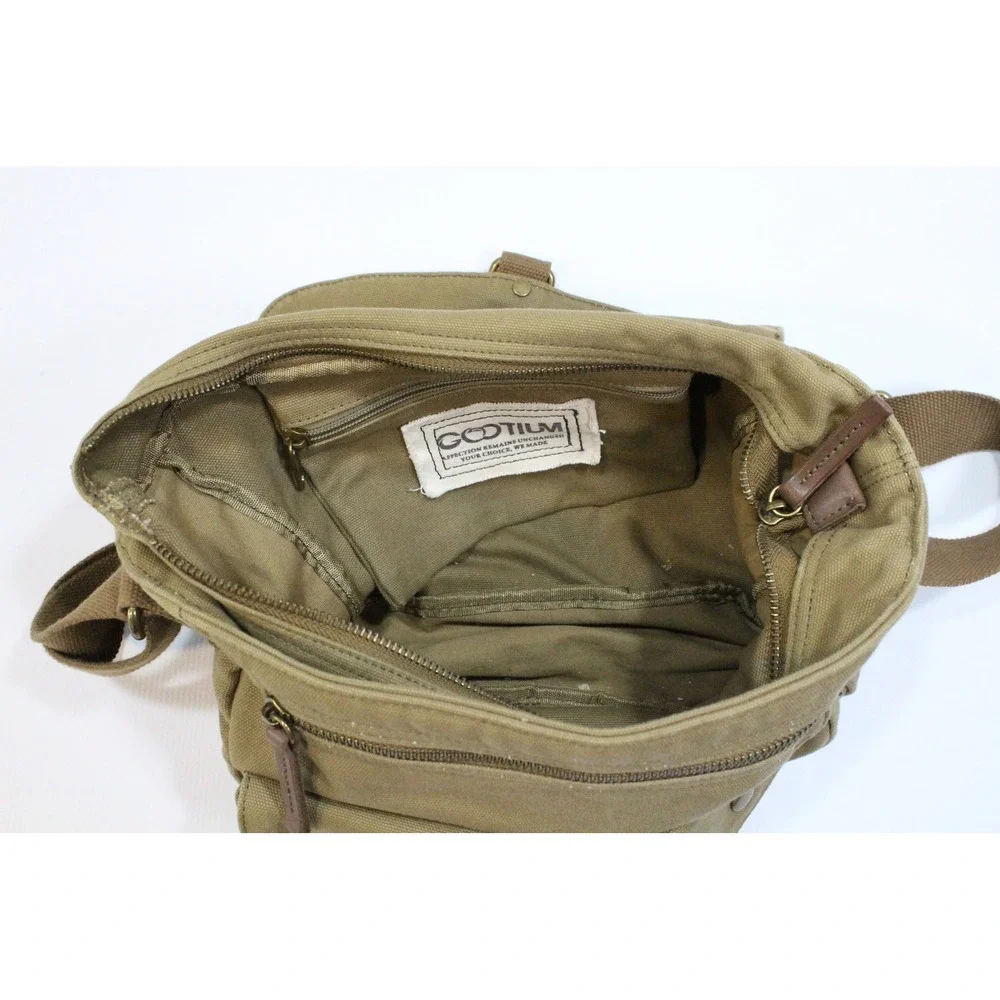 Gootium Canvas Messenger Bag Khaki Brown Crossbody Field Satchel Shoulder Bag
